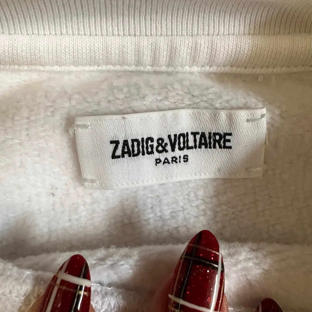 Zadig & Voltaire white long sleeve sweatshirt metallic thread embroidered sz MD - Picture 6 of 7